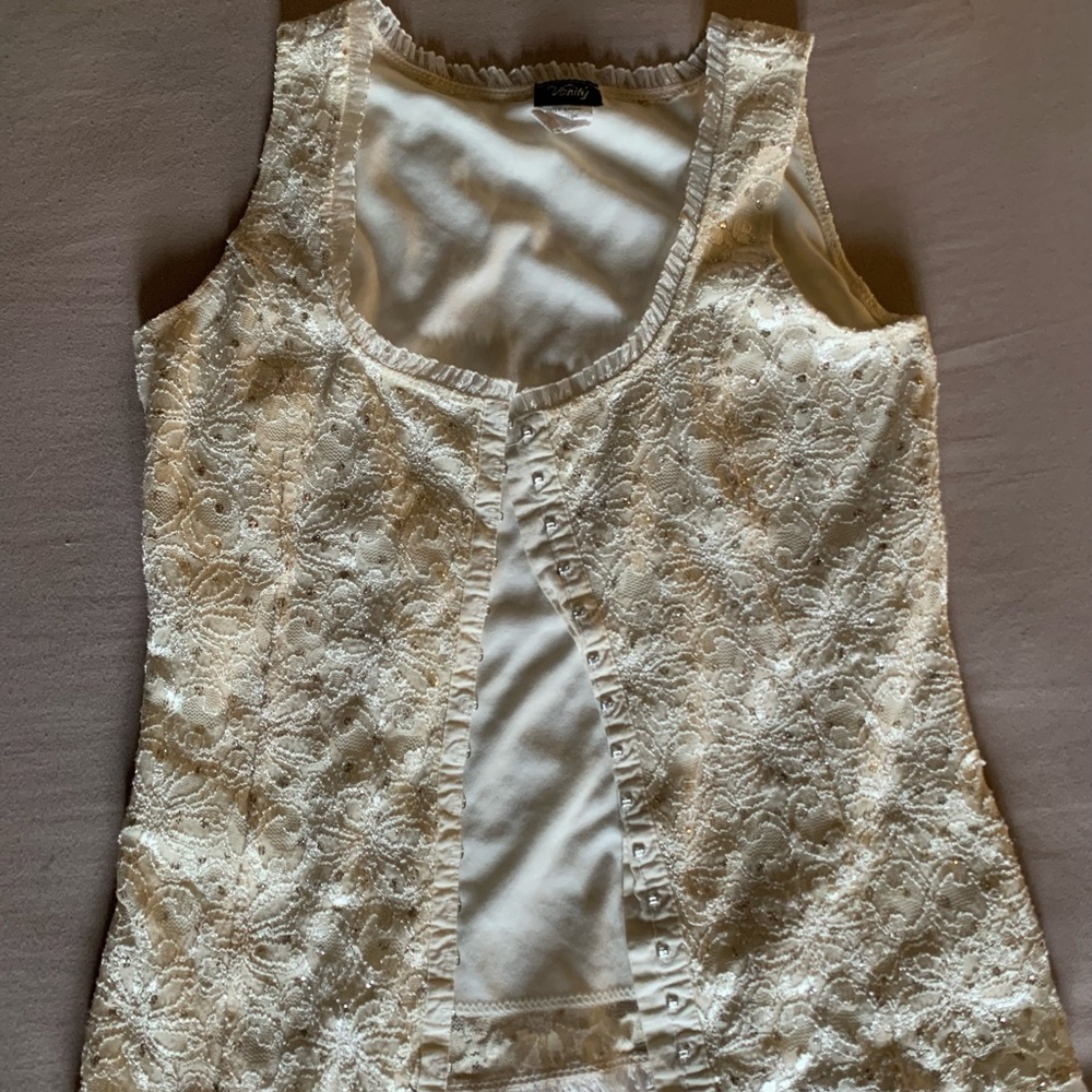 Vintage bejeweled lace corset